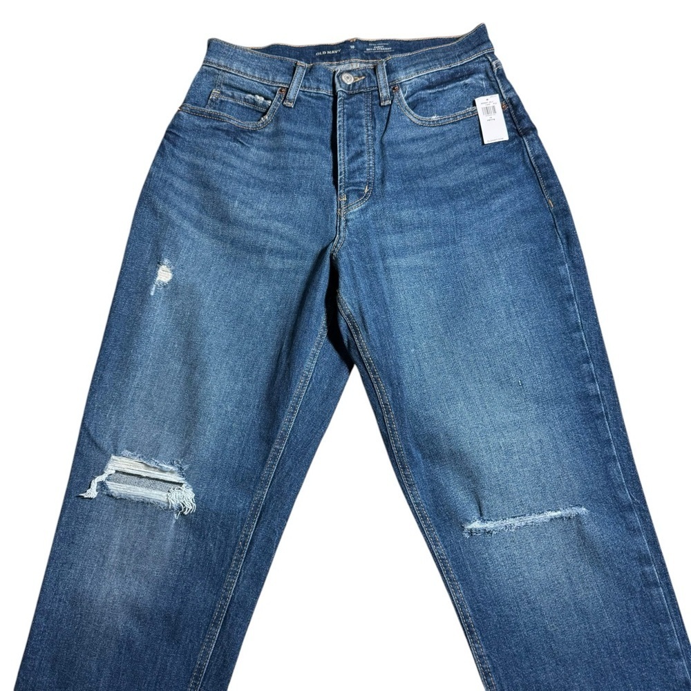 NWT Old Navy Extra High Rise Curvy Straight Leg Raw Edge Distressed Jeans - Picture 3 of 10